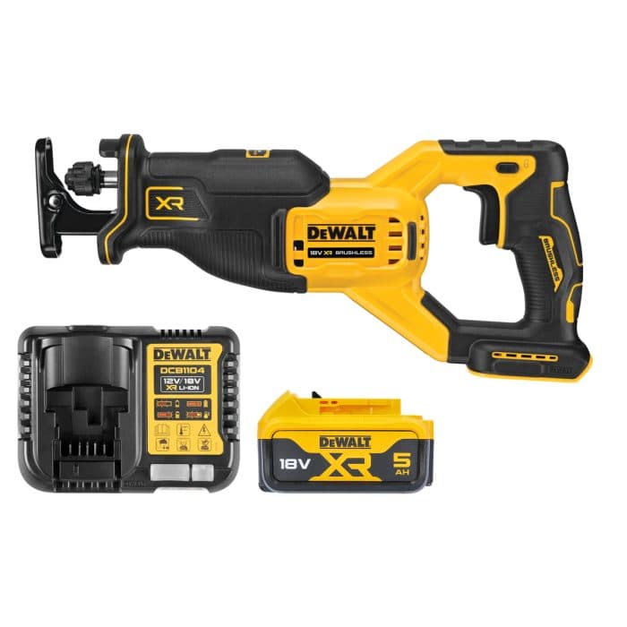 DeWalt DCS382 18V XR Cordless Brushless Reciprocating Saw With 1 x 5.0Ah Battery & Charger