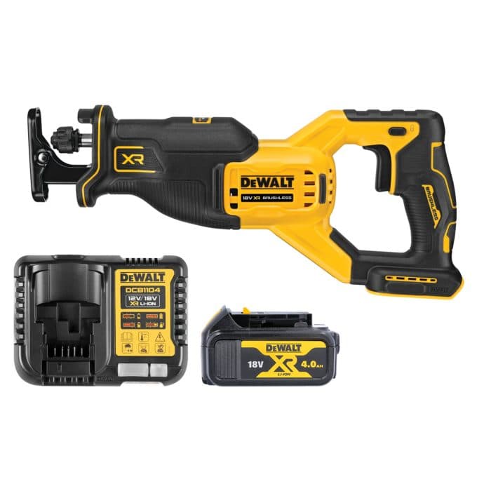 DeWalt DCS382 18V XR Cordless Brushless Reciprocating Saw With 1 x 4.0Ah Battery & Charger