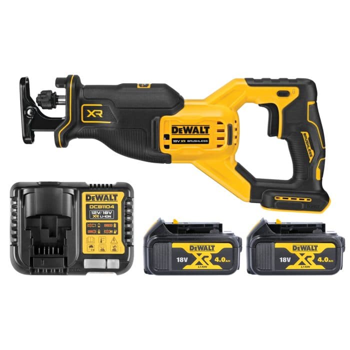 DeWalt DCS382 18V XR Cordless Brushless Reciprocating Saw With 2 x 4.0Ah Batteries & Charger