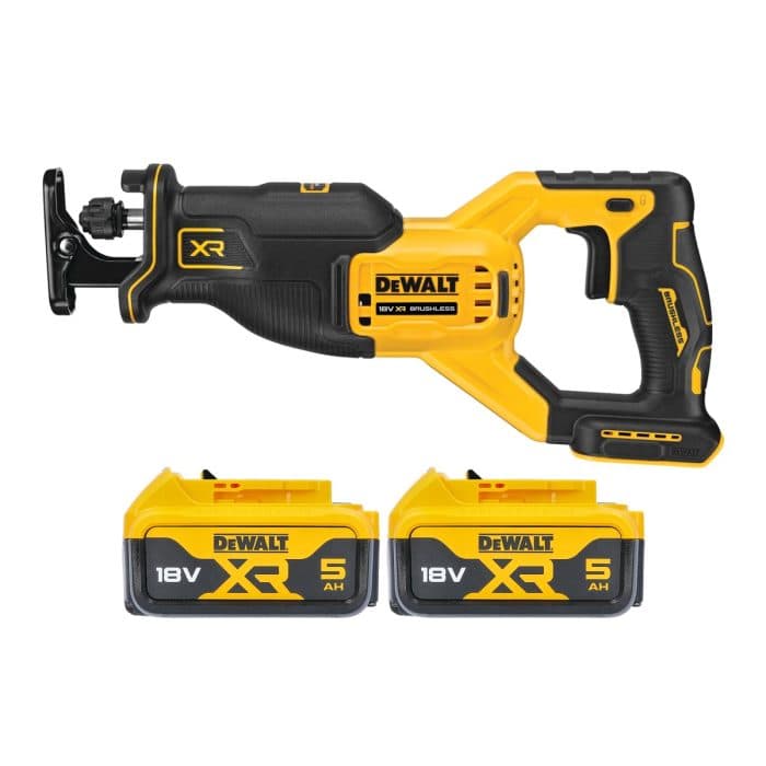 DeWalt DCS382 18V XR Cordless Brushless Reciprocating Saw With 2 x 5Ah Batteries