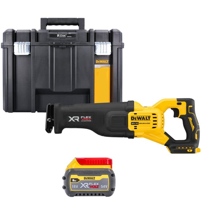 DeWalt DCS386NT 18V XR Brushless FlexVolt Advantage High Power Reciprocating Saw With 1 x 6.0Ah Battery & TSTAK VI Case