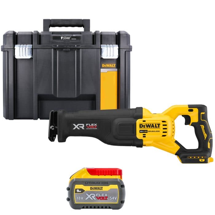 DeWalt DCS386NT 18V XR Brushless FlexVolt Advantage High Power Reciprocating Saw With 1 x 9.0Ah Battery & TSTAK VI Case