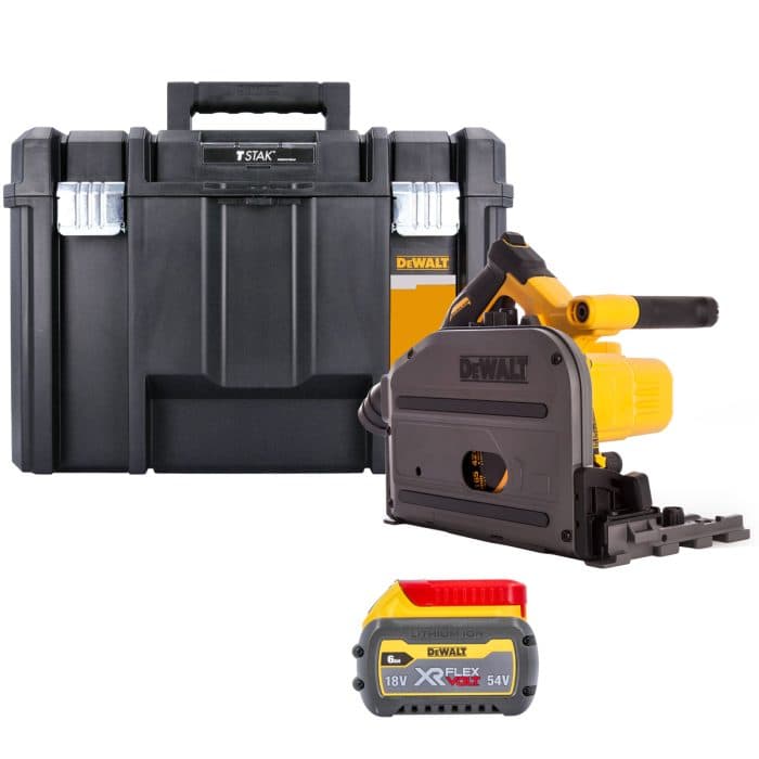 DeWalt DCS520NT 54V XR Cordless Brushless FlexVolt 165mm Plunge Saw With 1 x 6.0Ah Battery in TSTAK Case