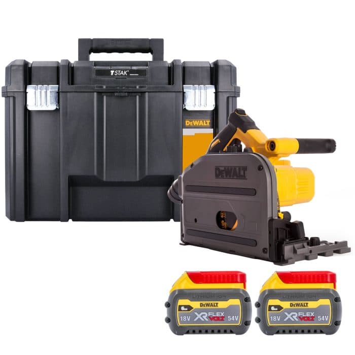 DeWalt DCS520NT 54V XR Cordless Brushless FlexVolt 165mm Plunge Saw With 2 x 6.0Ah Batteries & TSTAK Case