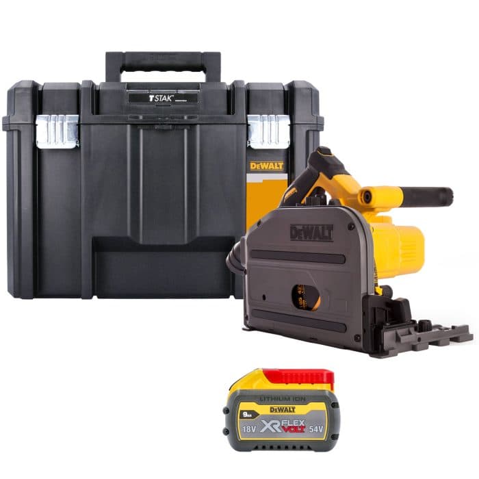 DeWalt DCS520NT 54V XR Cordless Brushless FlexVolt 165mm Plunge Saw With 1 x 9.0Ah Battery & TSTAK Case