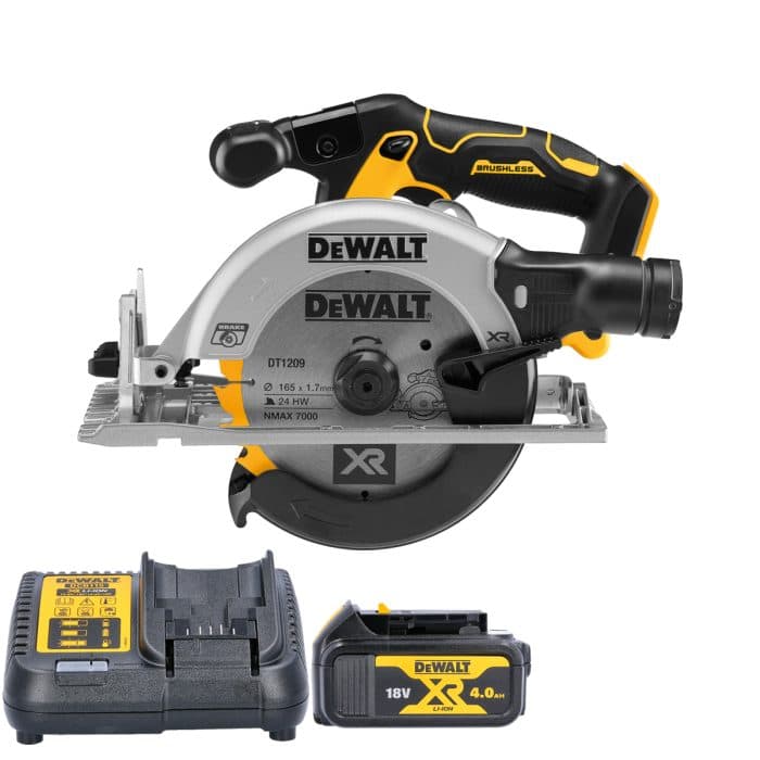 DeWalt DCS565 18V XR Cordless Brushless 165mm Circular Saw With 1 x 4.0Ah Battery & Charger