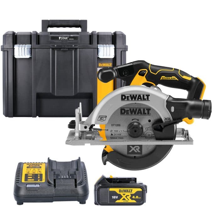 DeWalt DCS565 18V XR Cordless Brushless 165mm Circular Saw With 1 x 4.0Ah Battery, Charger & TSTAK VI Case