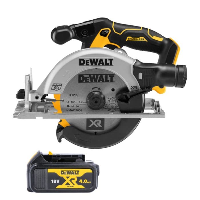 DeWalt DCS565 18V XR Cordless Brushless 165mm Circular Saw With 1 x 4.0Ah Battery