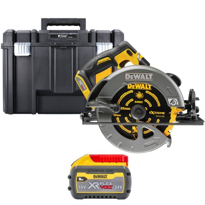 DeWalt DCS579 54V XR Cordless Brushless FlexVolt 190mm Circular Saw With 1 x 9.0Ah Battery & TSTAK Case