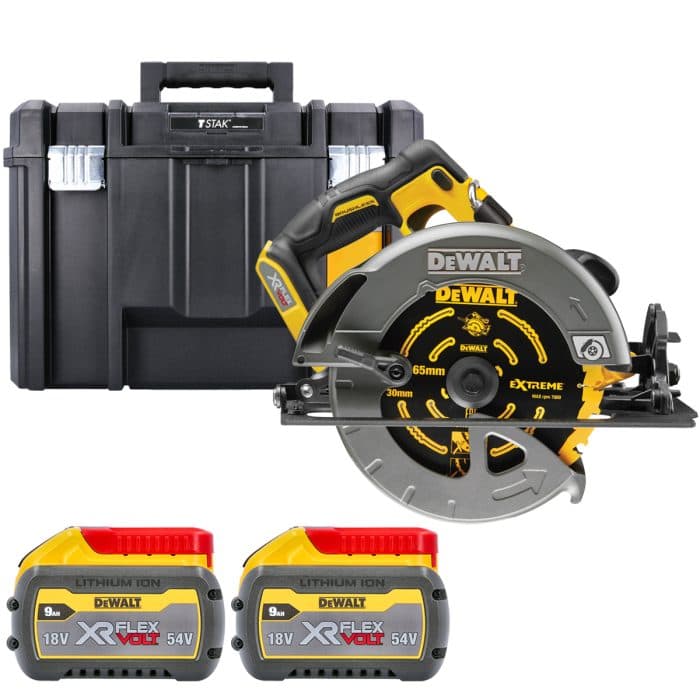 DeWalt DCS579 54V XR Cordless Brushless FlexVolt 190mm Circular Saw With 2 x 9.0Ah Batteries & TSTAK Case