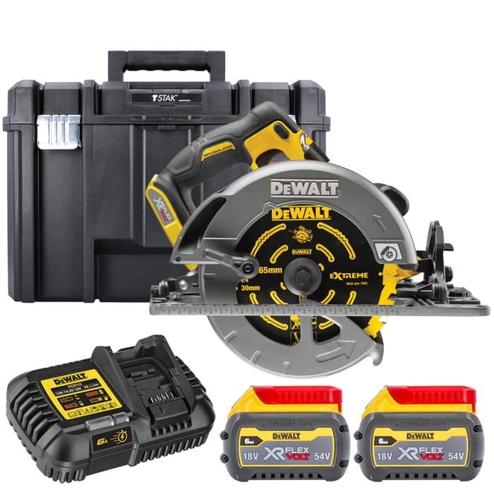 DeWalt DCS579T2 54V Cordless Brushless FlexVolt 190mm Circular Saw With 2 x 6.0Ah Batteries, Charger & Case