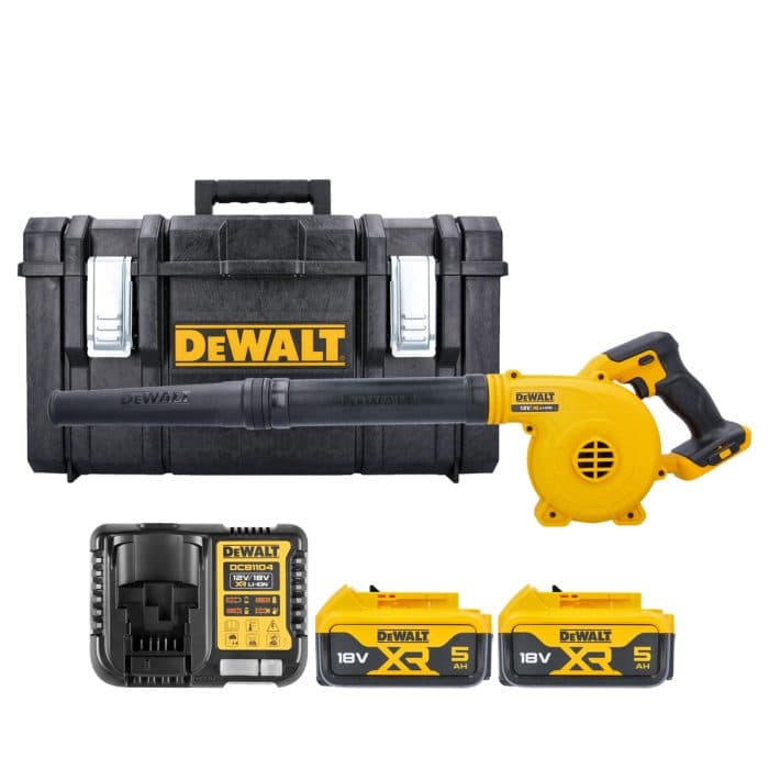 DeWalt DCV100N KIT-17 18V Li-ion Cordless Jobsite Blower With 2 x 5.0Ah Batteries, Charger & Case