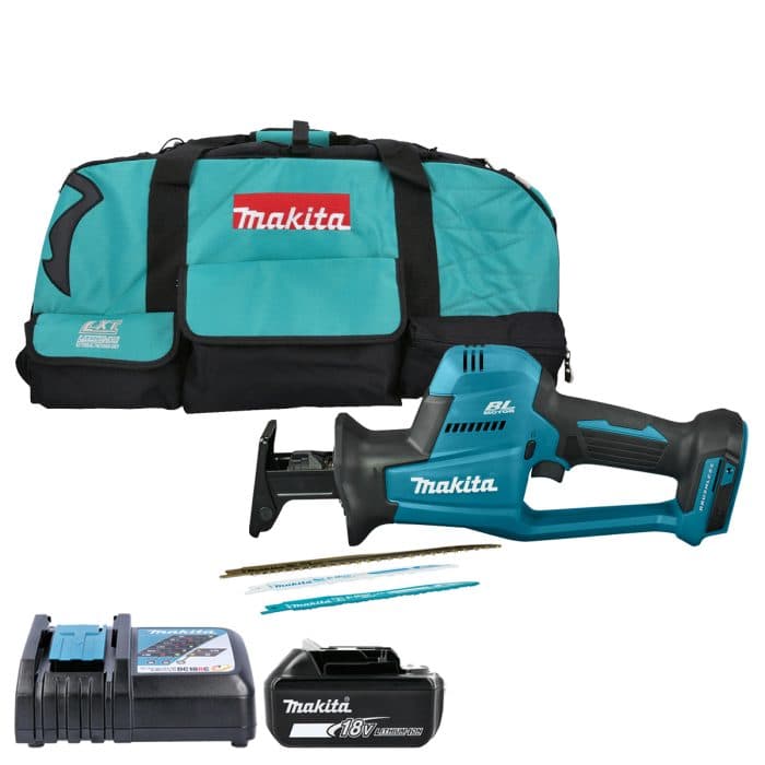 Makita DJR189Z 18V LXT Cordless Brushless 22mm Stroke Reciprocating Saw With 1 x 5.0Ah Battery, Charger & Bag