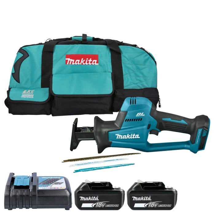 Makita DJR189Z 18V LXT Cordless Brushless 22mm Stroke Reciprocating Saw With 2 x 6.0Ah Battery, Charger & Bag