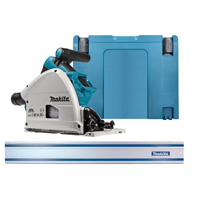Makita DSP600 Twin 18V Cordless Brushless 165mm Plunge Saw with Case & 1.5M Guide Rail