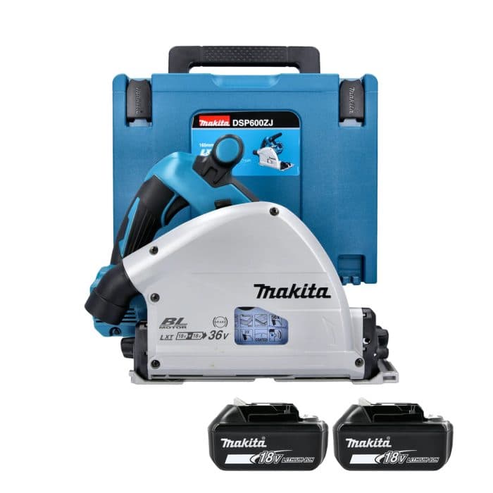 Makita DSP600ZJ 36V Cordless Brushless 165mm Plunge Saw With 2 x 6.0Ah Batteries