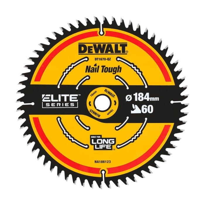 DeWalt DT1670-QZ EXTREME 2nd Fix 184mm x 16mm 60T Circular Saw Blade