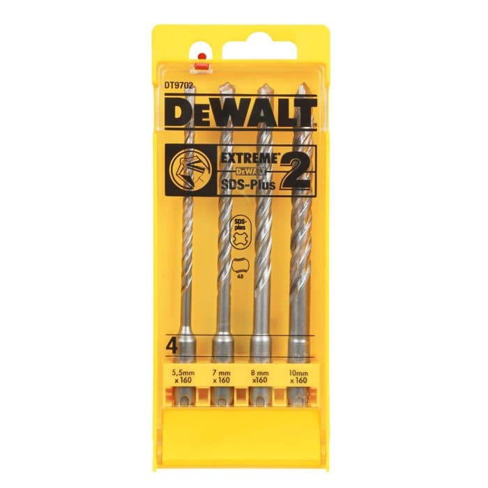 DeWalt DT9702QZ 4 Piece Extreme 2 SDS Plus Drill Bit Set - 5.5-10mm