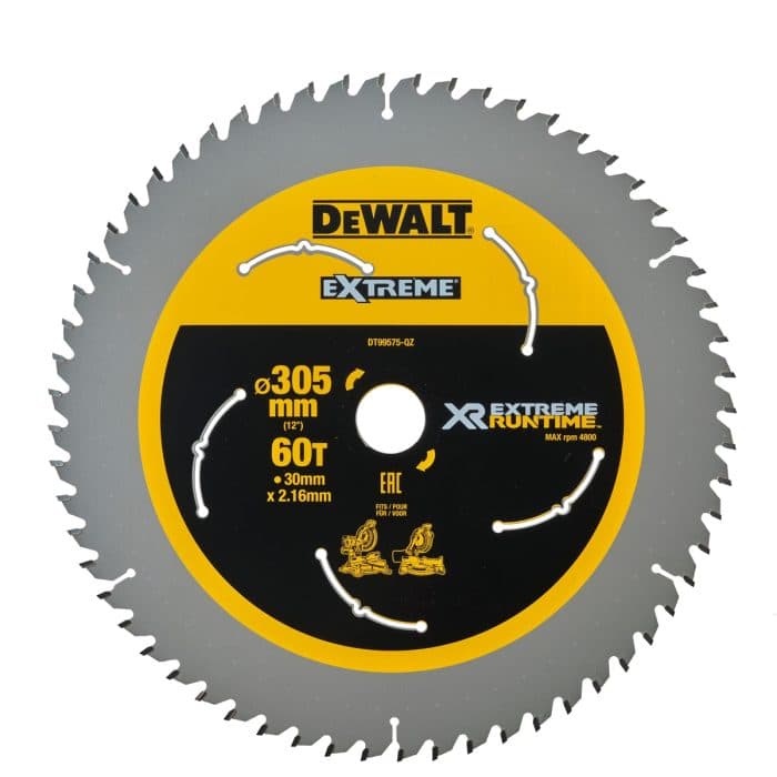 DeWalt DT99575-QZ Extreme Runtime Mitre Saw Blade - 305mm x 30mm x 60 Teeth
