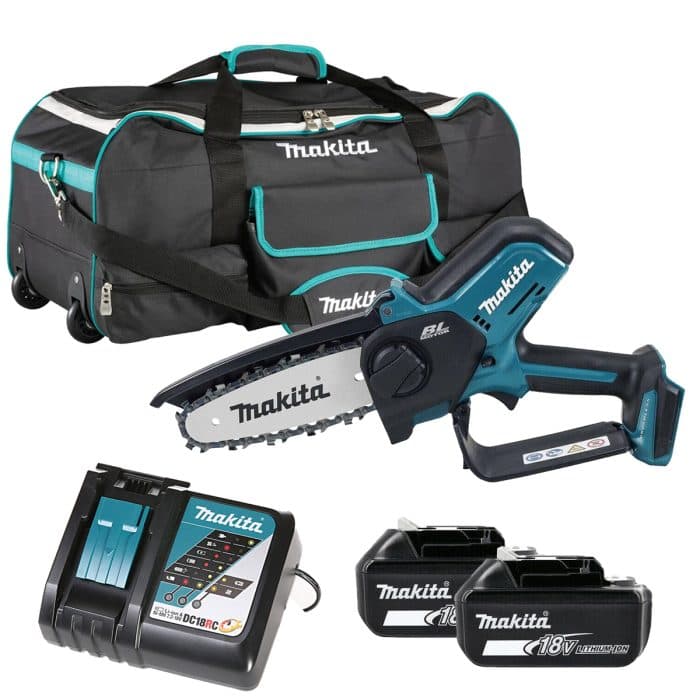 Makita DUC150Z 18V LXT Cordless Brushless 150mm/6" 320W Pruning Saw With 2 x 5.0Ah Batteries, Charger & Tool Bag