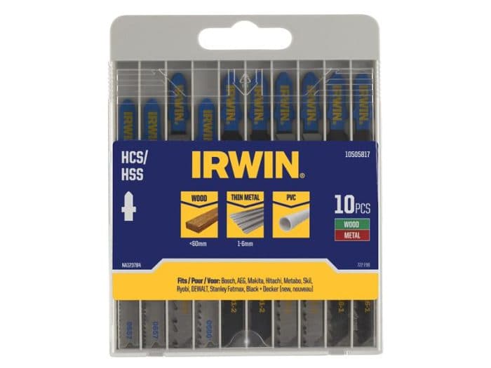 IRWIN IRW10505817 HCS/HSS T-Shank Jigsaw Blade Set 10 Piece