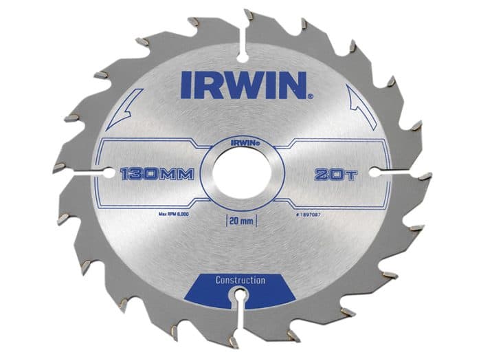 IRWIN IRW1897087 Construction Circular Saw Blade 130 x 20mm x 20T ATB