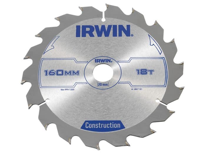 IRWIN IRW1897191 Construction Circular Saw Blade 160 x 20mm x 18T ATB