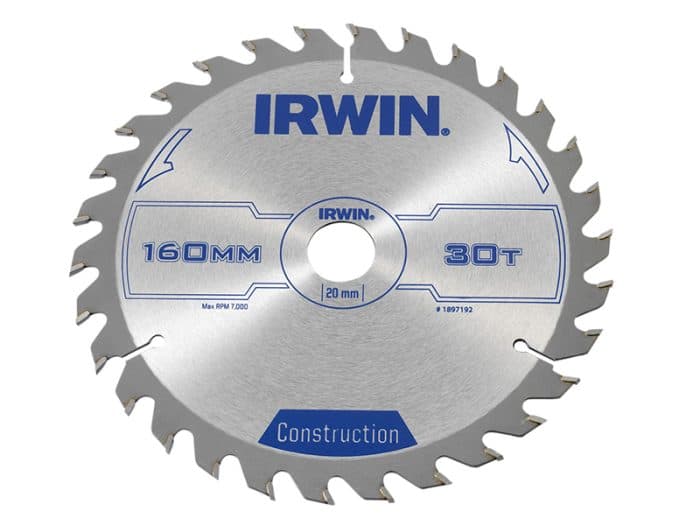 IRWIN IRW1897192 Construction Circular Saw Blade 160 x 20mm x 30T ATB
