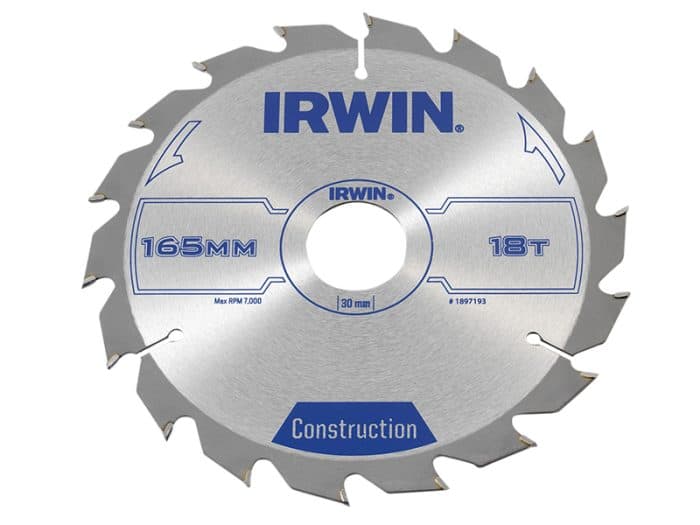IRWIN IRW1897193 Construction Circular Saw Blade 165 x 30mm x 18T ATB