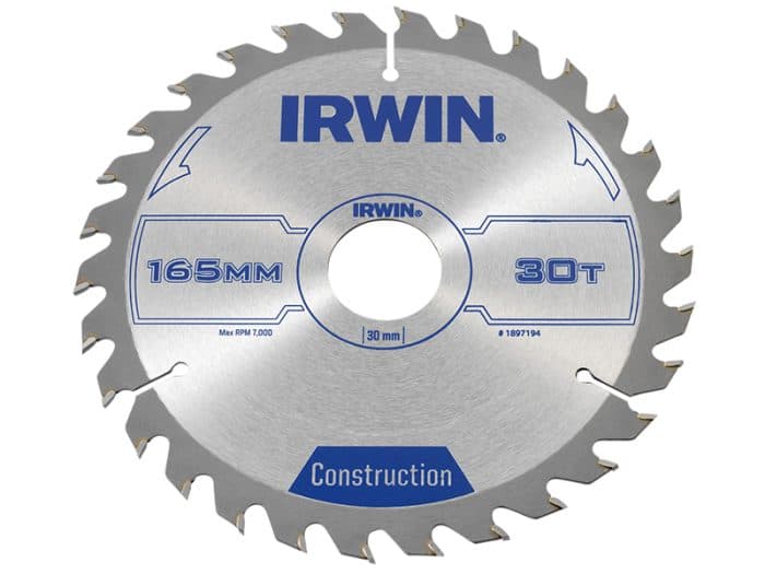 IRWIN IRW1897194 Construction Circular Saw Blade 165 x 30mm x 30T ATB