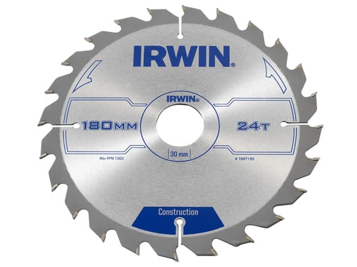 IRWIN IRW1897195 Construction Circular Saw Blade 180 x 30mm x 24T ATB