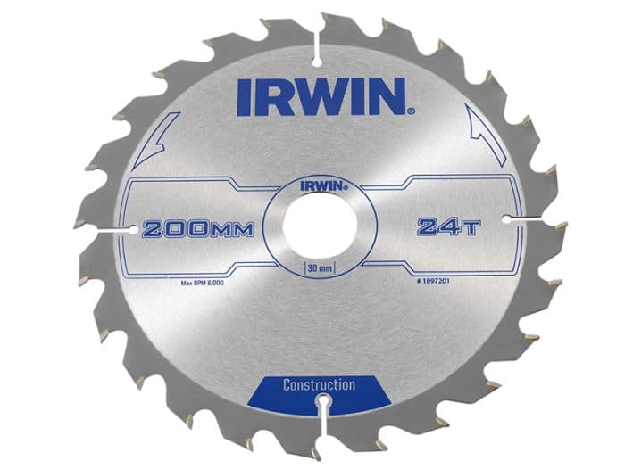 IRWIN IRW1897201 Construction Circular Saw Blade 200 x 30mm x 24T ATB