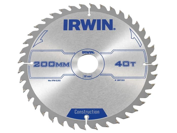 IRWIN IRW1897202 Construction Circular Saw Blade 200 x 30mm x 40T ATB