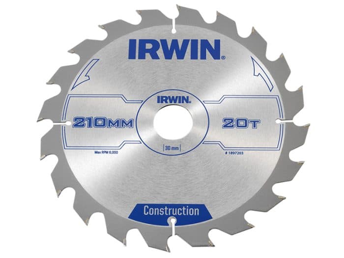 IRWIN IRW1897203 Construction Circular Saw Blade 210 x 30mm x 20T ATB