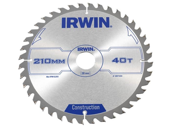 IRWIN IRW1897204 Construction Circular Saw Blade 210 x 30mm x 40T ATB