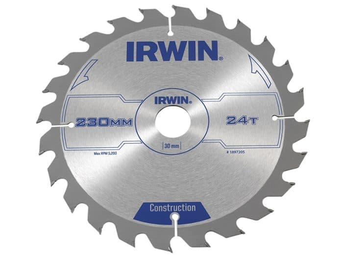 IRWIN IRW1897205 Construction Circular Saw Blade 230 x 30mm x 24T ATB