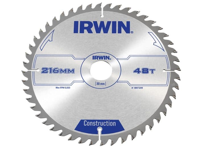 IRWIN IRW1897209 General Purpose Table & Mitre Saw Blade 216 x 30mm x 48T ATB