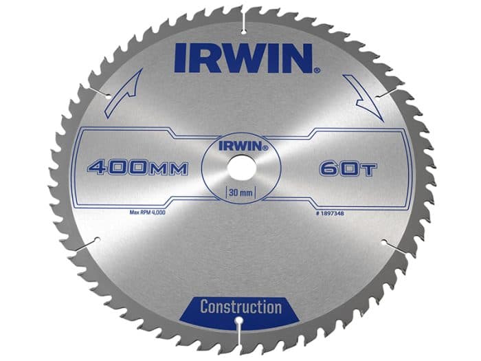 IRWIN IRW1897348 General Purpose Table & Mitre Saw Blade 400 x 30mm x 60T ATB