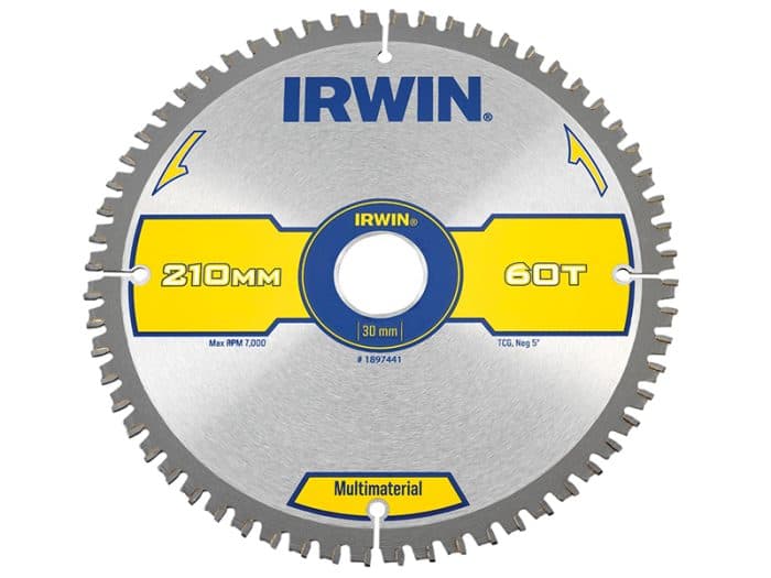 IRWIN IRW1897441 Multi Material Circular Saw Blade 210 x 30mm x 60T TCG