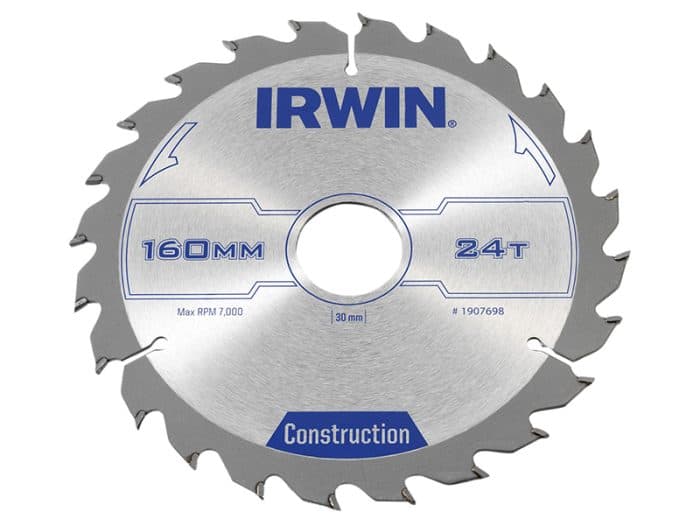 IRWIN IRW1907698 Construction Circular Saw Blade 160 x 30mm x 24T ATB