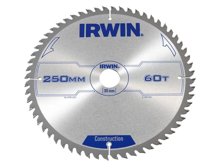 IRWIN IRW1907700 General Purpose Table & Mitre Saw Blade 250 x 30mm x 60T ATB