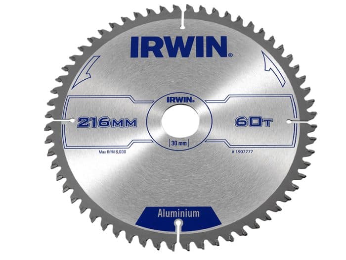 IRWIN IRW1907777 Professional Aluminium Circular Saw Blade 216 x 30mm x 60T TCG