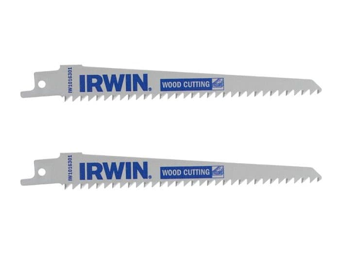 IRWIN IRWIW1016301 152mm Sabre Saw Blade Wood/PVC Cutting Pack of 2