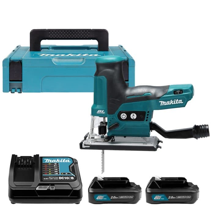 Makita JV102DSAJ 12V Max CXT Cordless Brushless 23mm Stroke Length Barrel Grip 280W Jigsaw With 2 x 2.0Ah Batteries, Charger & Case