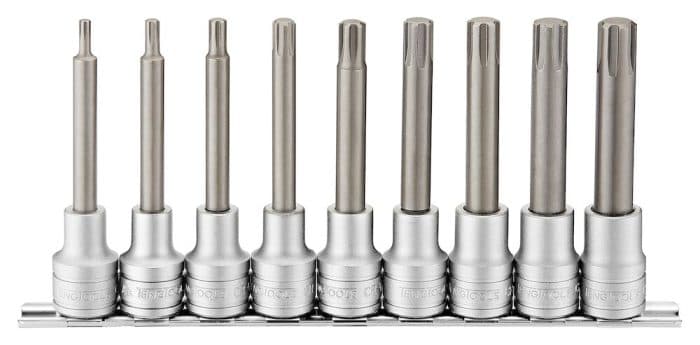Teng Tools 1/2" Long Ribe® Bit Socket Clip Rail Set 9 Pieces