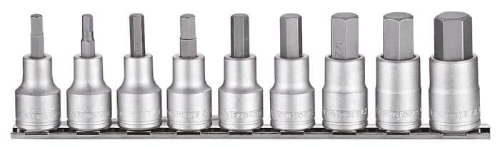 Teng Tools 1/2" Hex Bit Socket Clip Rail Set AF 9 Pieces