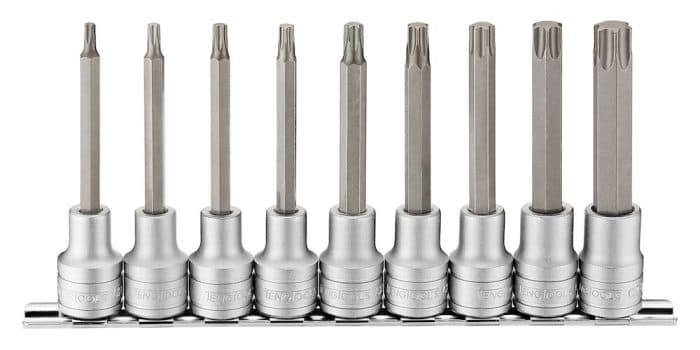 Teng Tools 1/2" Long TX Bit Socket Clip Rail Set 9 Pieces
