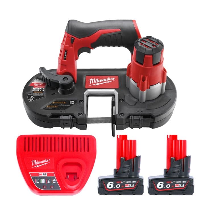Milwaukee M12BS 12V Sub Compact Cordless Bandsaw With 2 x 6.0Ah Batteries & Charger