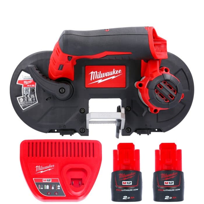 Milwaukee M12BS 12V Sub Compact Cordless Bandsaw With 2 x 2.0Ah Batteries & Charger