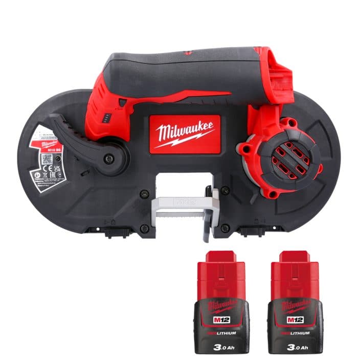 Milwaukee M12BS 12V Sub Compact Cordless Bandsaw With 2 x 3.0Ah Batteries
